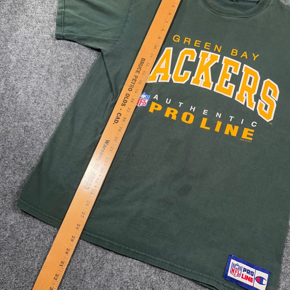 VTG Champion Green Bay Packers T-Shirt Mens L 1996 NFL Pro Line Green Distressed - Picture 9 of 10